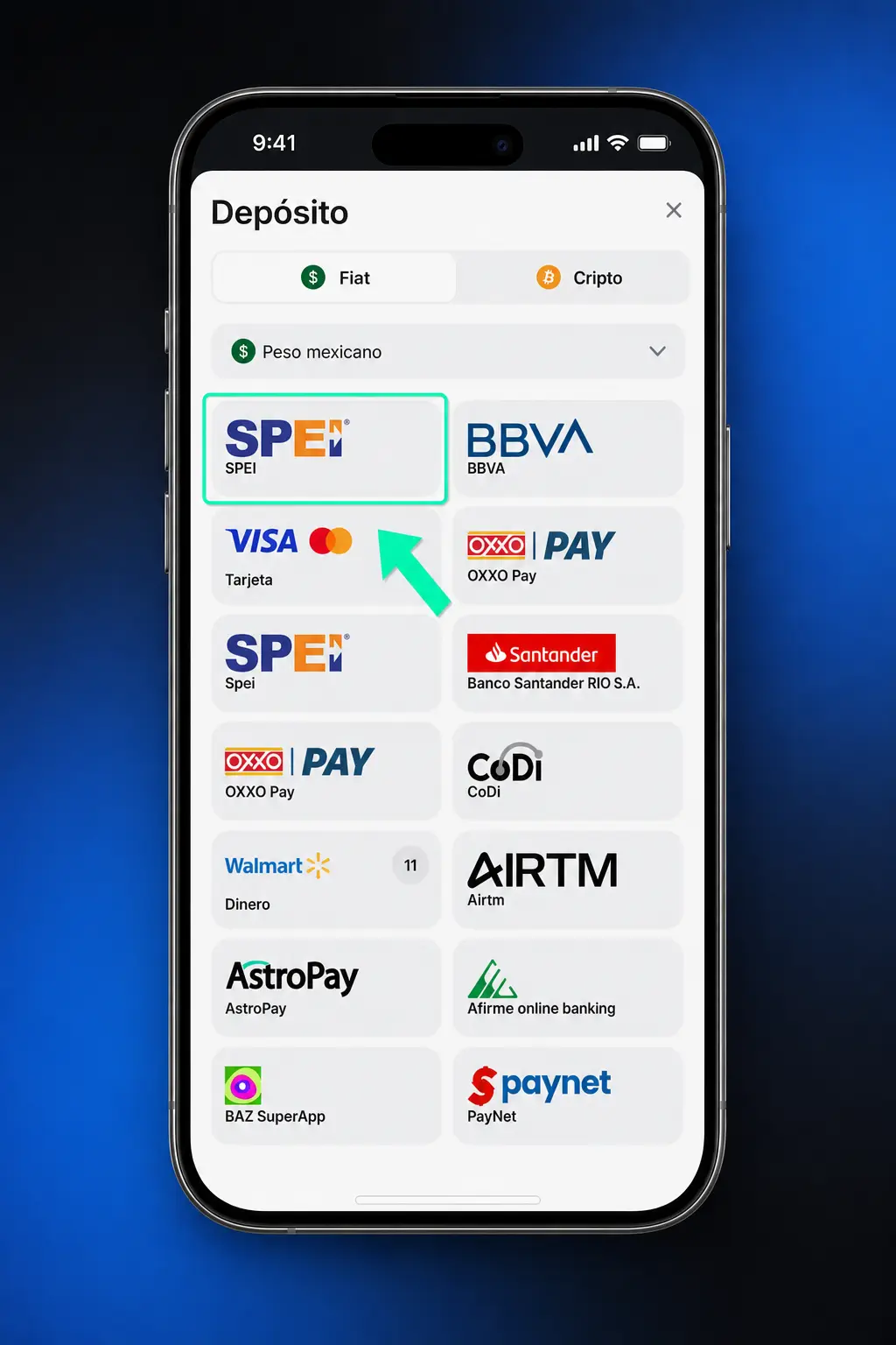 Pasos para depositar en la app de 1win desde México usando SPEI, OXXO Pay o Mercado Pago